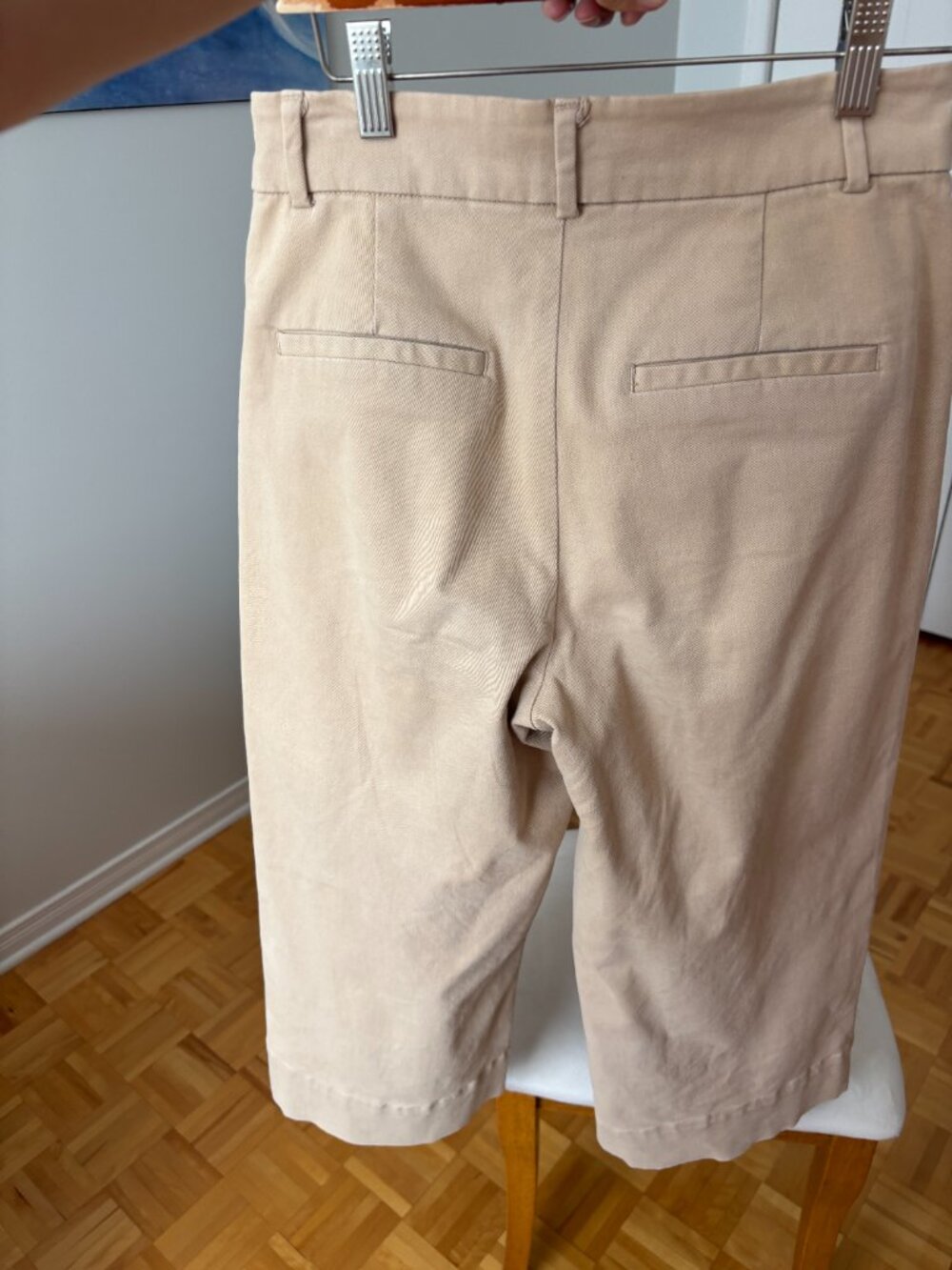 Frank & Oak High-Waisted Cotton Wide-Leg Pants — Beige, Size 6 - Picture 2 of 4